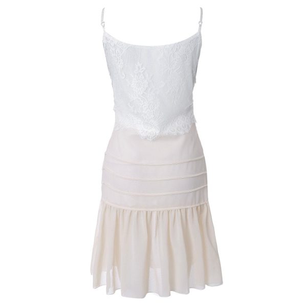 Sweet Spaghetti Strap Lace White Dress For Women Hot on Sale