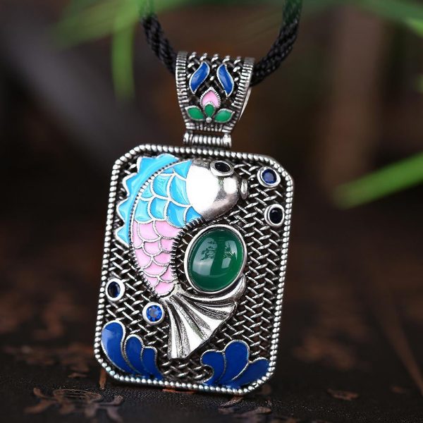 N010-C Ladies Carp Pattern National Style Necklace For Discount - Image 5