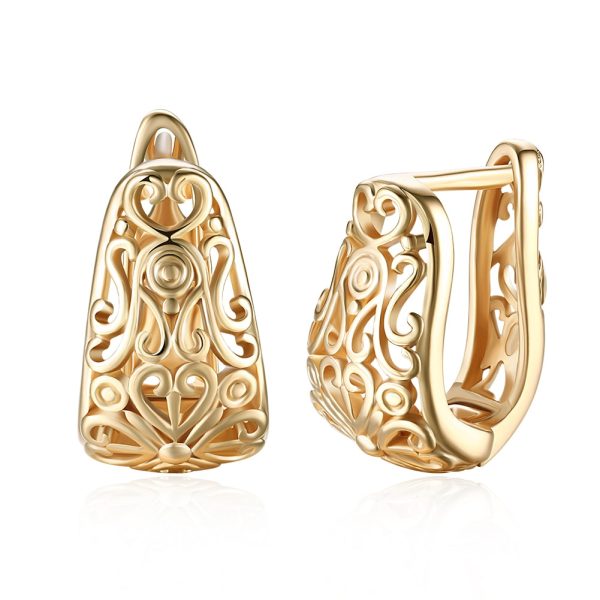 K Gold Zircon Earring Pattern Hollow Romantic Wind Earring Clip on Sale - Image 5